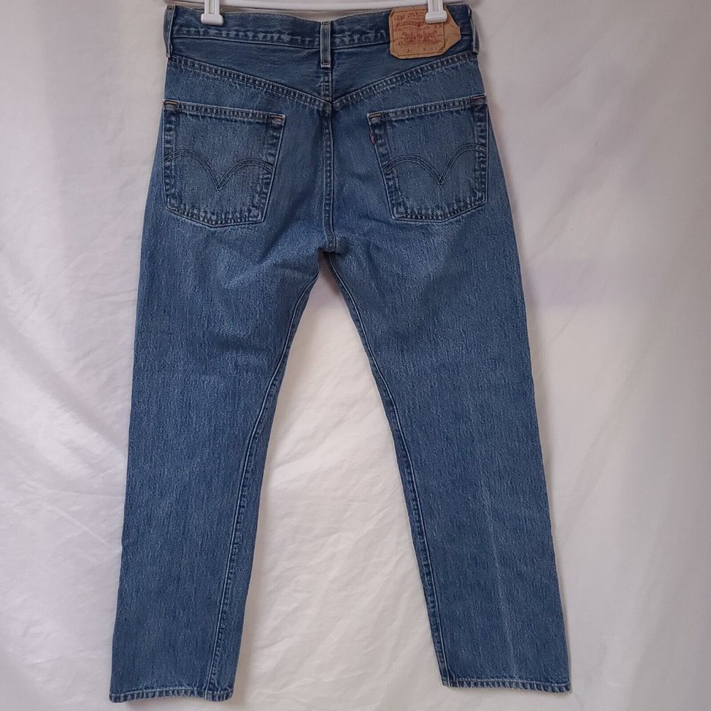 Vtg Levis 505 Mens 36x32 Straight Fit Medium Wash Heavyweight Denim Jeans - Picture 11 of 12